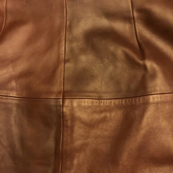 Mock Wrap Real Leather Skirt - Picture 13 of 13